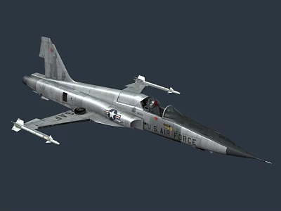 U.S. Air Force Military Fighter Jet With Sleek Silver Body And Cockpit Design 3d model