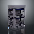 Modern Gray Multi Layer Storage Cabinet With Transparent Panels And Reflective Base