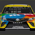 Colorful Toyota NASCAR Race Car With M&M's Logo And Number 18 Livery Design