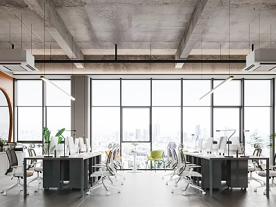 modern public office area office hall 3d model