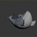 Cute 3D Cartoon Shark Character With Blue Body Open Mouth And Sharp Teeth