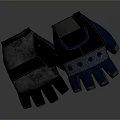 Person And Dog With Black Blue Gloves On Gray Background