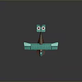 Vintage Teal Biplane Model With Red Round Emblems And Wooden Body