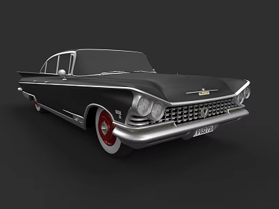Classic Vintage Sedan With Black Body White Roof And Retro Grille Design 3d model