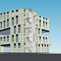 Modern Office Building Exterior With Glass Facade And Brick Structure Design
