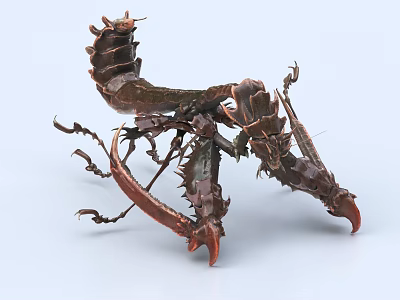 Artistic Metal Mantis Sculpture Carving with Intricate Legs and Detailed Design 3d model