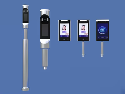 Public Facilities Smart Identification Terminals With Facial Recognition And Screen Display Pillar Design 3d model