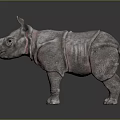 Realistic 3D Baby Rhinoceros Model With Gray Wrinkled Skin Small Horn And Smooth Surface