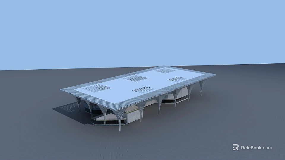 Modern Rectangular Conference Table With White Tabletop And Matching Chairs 3d model