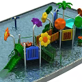 Colorful Water Playground Equipment With Slides Flower Decorations And Aquatic Features