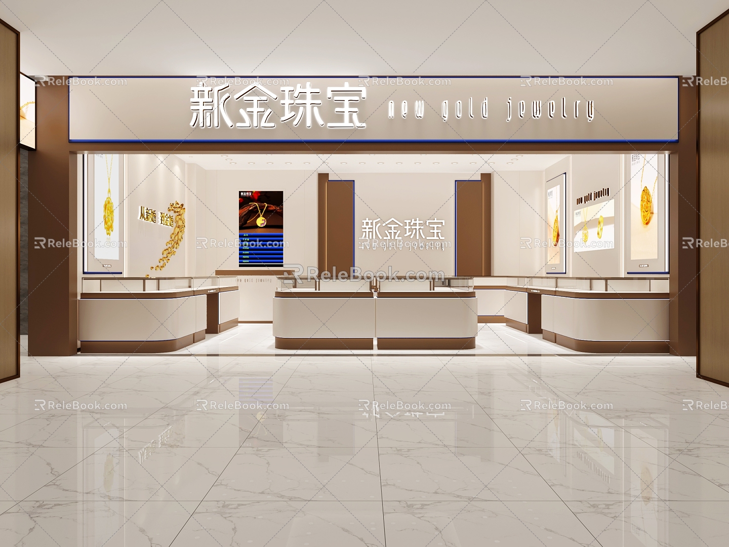 Jewelry Shop Gold Shop New Gold Jewelry 3d model