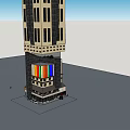 Tall Office Building Tower Structure With Spire Colorful Exterior And Multiple Floors