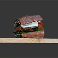 Crunchy Chicken Sandwich With Rustic Bread Tomato Slices Cucumber And Lettuce On Wooden Board