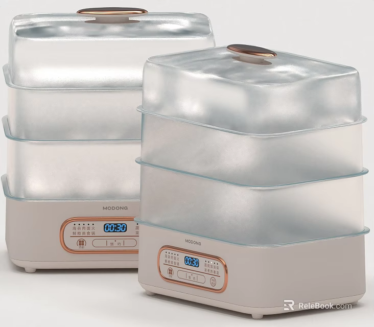 Multi Layer Food Steamer Kitchen Appliance With Transparent Layers And Digital Control Panel 3d model 