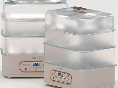 Multi Layer Food Steamer Kitchen Appliance With Transparent Layers And Digital Control Panel 3d model