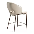 Modern Light Gray And Beige Bar Stools With Pleated Backrests And Metal Legs