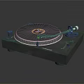 Modern Black Turntable With Vinyl Record On Platter Tonearm And Control Knobs 3d model