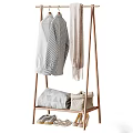Wooden Coat Rack With Hanging Clothes Scarf And Storage Basket For Folded Garments