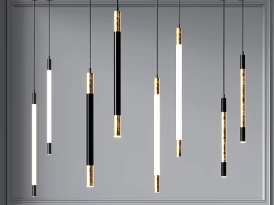 Modern Black And Gold Linear Pendant Lights For Contemporary Interior Design 3d model