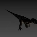 Realistic Striped Dinosaur 3D Model With Red Head And Sharp Teeth