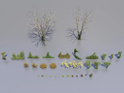 Diverse Plant Combination Featuring Trees Shrubs Grasses And Various Foliage Varieties 3d model