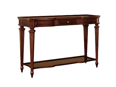 Traditional Wooden Console Table With Carved Details Drawer And Elegant Leg Design 3d model