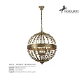 Elegant Vintage Brass Chandelier With Spherical Beaded Design And Chain Hung Structure