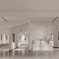 Art Exhibition Hall Interior Featuring Paintings On White Walls And Spotlight Illumination