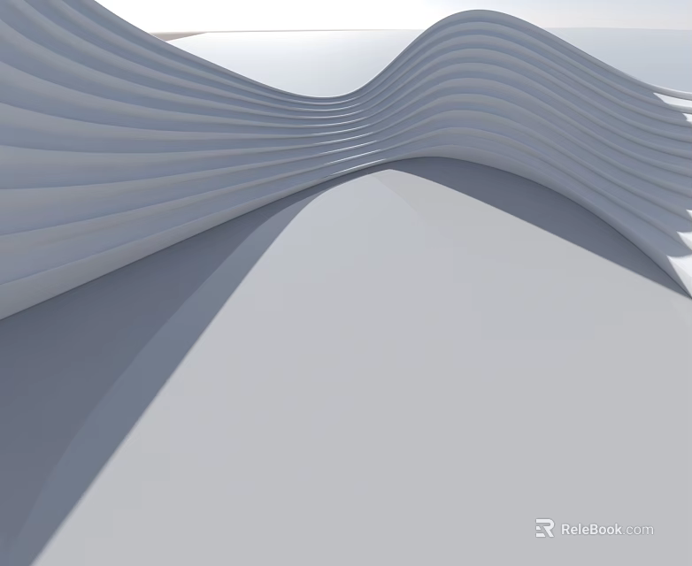 Modern White Hinged Door With Smooth Surface And Flowing Curved Lines Showing Light Shadow Effects 3d model