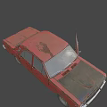 Old Red Rusty Bus With Open Doors And Worn Out Exterior Details