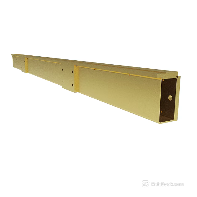 Golden Long Metal Channel Structure With Installation Features And Design 3d model 