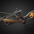 Medieval Crossbow With Metallic Brown Design And Decorative Mechanical Components 3d model