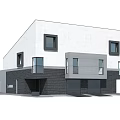 Modern Detached House Exterior With Dark Roof Balcony And Large Windows