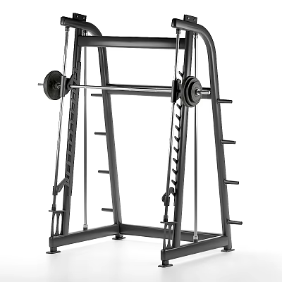 Home Gym Multi Functional Training Rack With Barbell And Cable System 3d model