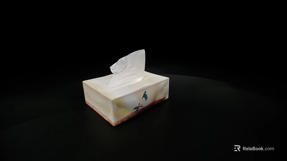 Decorative White Tissue Box With Colorful Bird Patterns And Tissue Dispenser Design 3d model