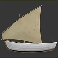 Traditional Sailboat With Canvas Sail White Hull And Wooden Details For Water Transportation