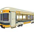 Railway Commercial Equipment Mobile Food Cart With Yellow White Black Multiple Windows Open Service Counter