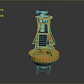 Solar Powered Marine Monitoring Buoy Equipment With Wooden Structure And Antenna
