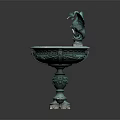 Garden Ornament Fountain With Bat Sculpture Verdigris Finish And Intricate Base Design