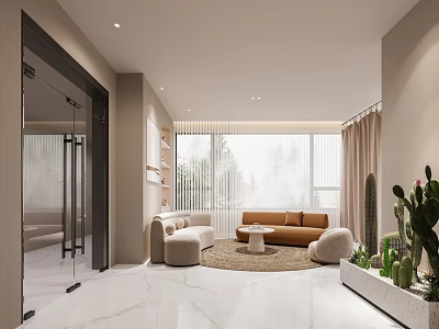 Modern Beauty Salon Interior Design With Open Layout And Styling Stations 3d model