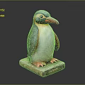 Decorative Penguin Statue With Colorful Feathers Standing On Wooden Base With Engraved PENGUIN Text