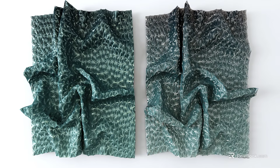 Textured Green Fabric Wall Decor With Wavy Patterns And Modern Design 3d model 