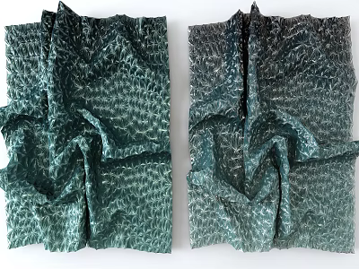 Textured Green Fabric Wall Decor With Wavy Patterns And Modern Design 3d model