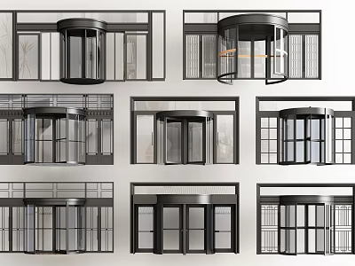 Various Styles Of Revolving And Glass Door Designs For Modern Architecture 3d model