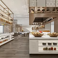 Modern Restaurant Interior With Open Space Wooden Floors White Counter Food Baskets And Natural Light