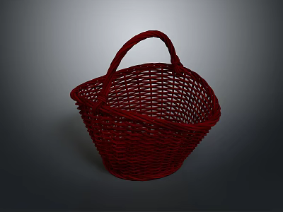 Red Woven Basket with Handle for Home Storage and Everyday Use 3d model