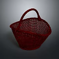 Red Woven Basket with Handle for Home Storage and Everyday Use