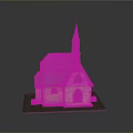 Traditional Church Building With Yellow Exterior Gray Roof Pointed Steeple And Arched Windows