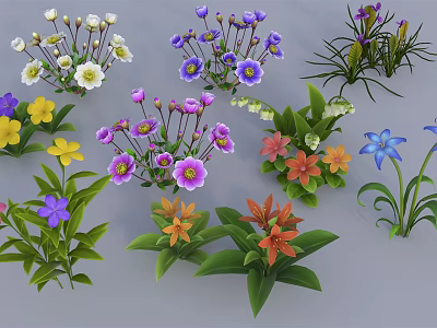Modern Flowers Small Grass Small Flowers Flowers Phalaenopsis Icelandic Flowers Wild Flowers Flowers Cartoon Flowers Cartoon Plants 3d model