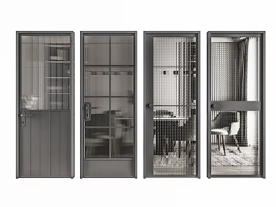 Modern Swing Door Designs With Glass Panels Grid Patterns And Metal Frames 3d model